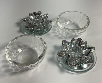 Pair of Crystal Lotus Vanity Jars