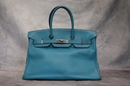 Hermes Swift Birkin 35 in Turquoise (1 of 12)