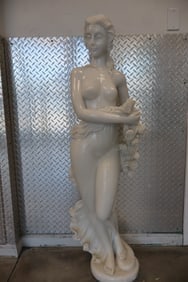 White Marble Neoclassical - Lady with Roses