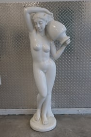 White Marble Neoclassical statue - Lady with Jug