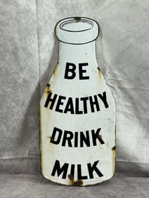 Be Healthy Drink Milk- Porcelain 20th century Ad