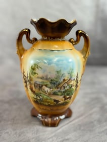 Porcelain Vase, Farm Scene, Austria