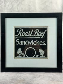 "Roast Beef Sandwiches" sign