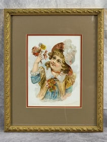 "Girl with Flowers" - Artist Unknown