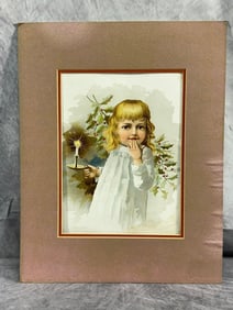 Girl Holding Candle, - Artist Unknown