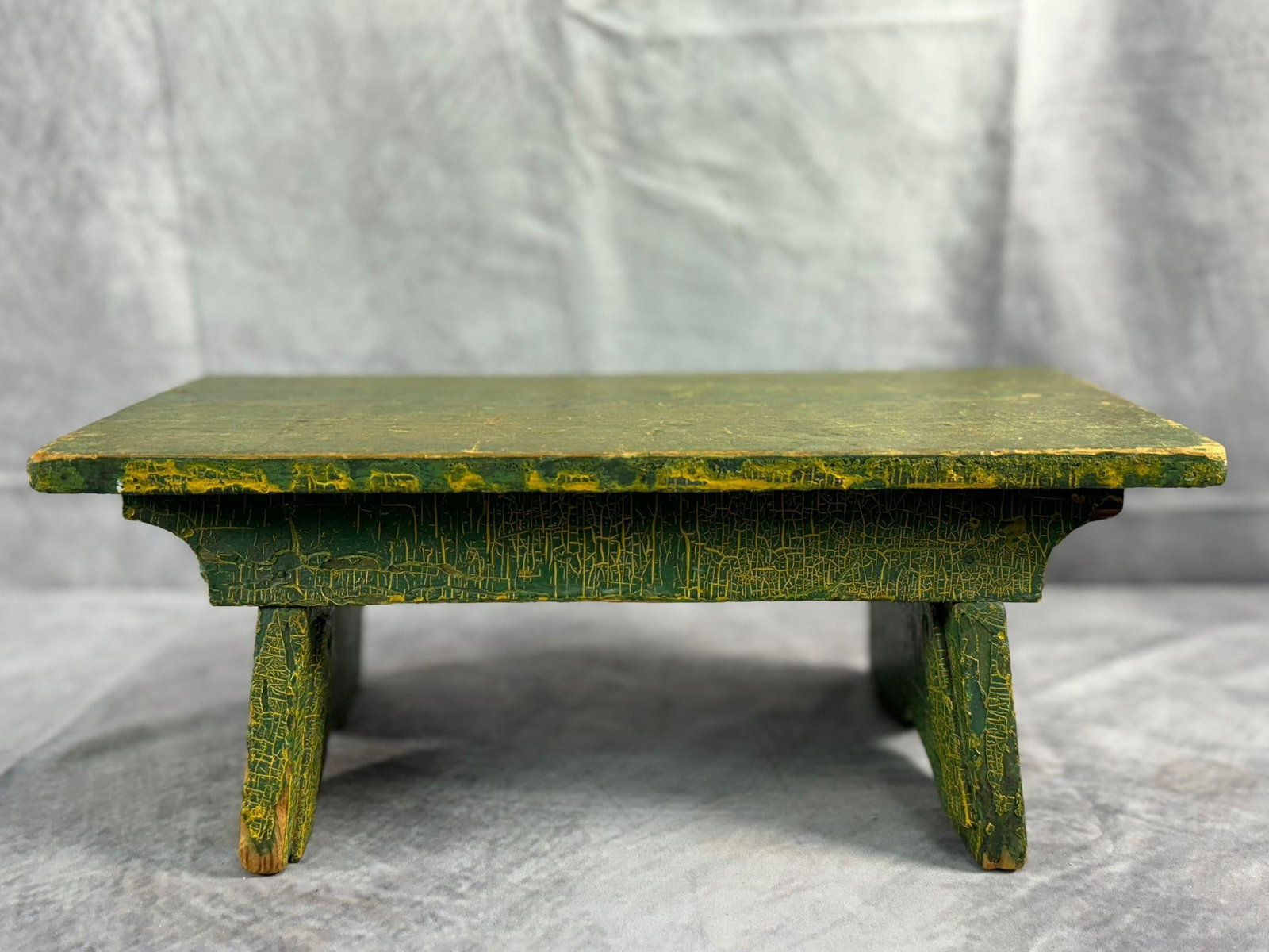 Antique Green Wooden Stool (1 of 3)