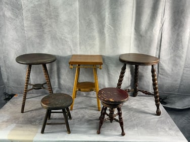 5 Assorted Wooden Stools