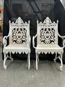 "North American Iron Works, NY'' White Iron Chairs