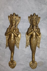 A Pair of Naga-Kanya Door Handles
