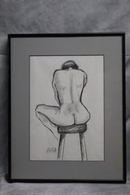 Nude Woman Pencil Drawing by Milton Garber(American)