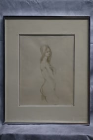 Nude woman pencil on paper framed