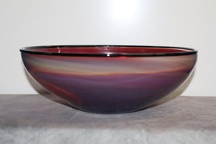 Multicolor Art Glass Bowl - Signed