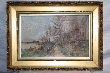 American Folk Art Painting - signed "ANR"