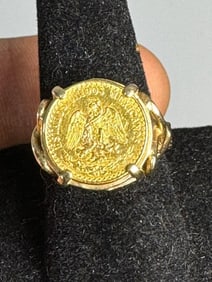 Dos Pesos Mexican Gold Coin Ring