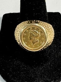1849 American Dollar Gold Coin Ring