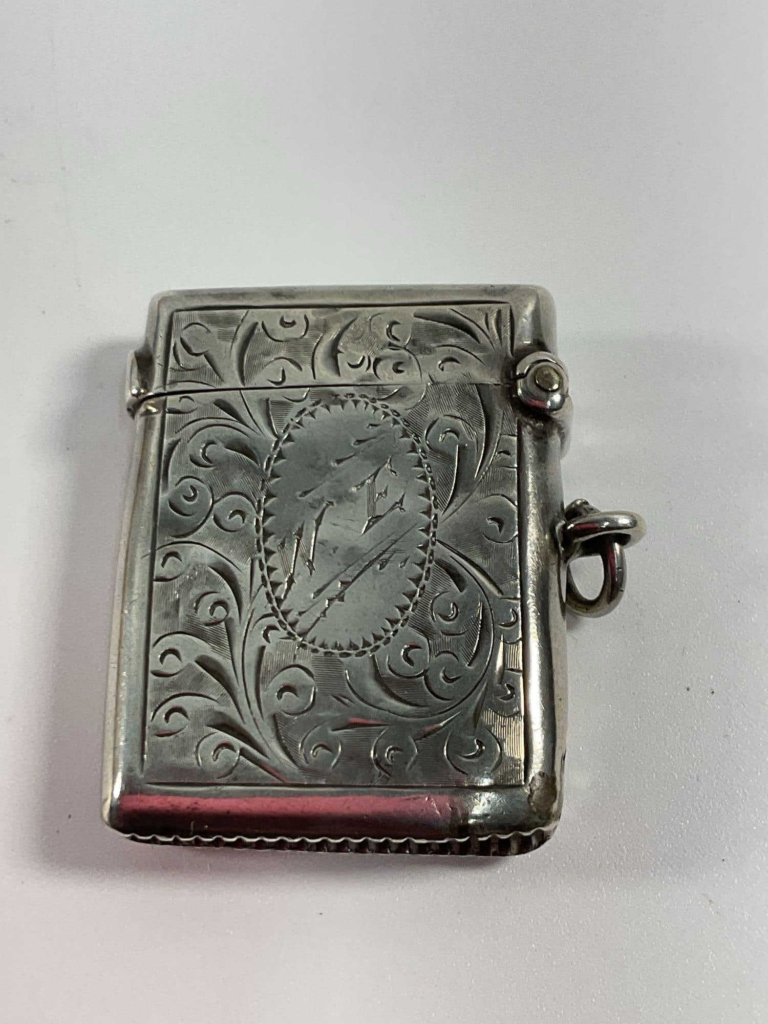 R&W Antique sterling silver vesta case (match safe) (1 of 3)