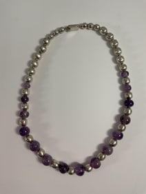 Mexican Beaded Necklace with Silver Clasp