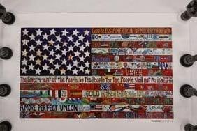 American flag print, signed Sarah Grant