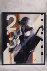 "Hommage Aux Film Noir" Original Oil On Canvas by Joel Rougie (French, B.1957)
