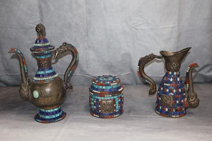 Antique Tibetan Nepalese Tea set