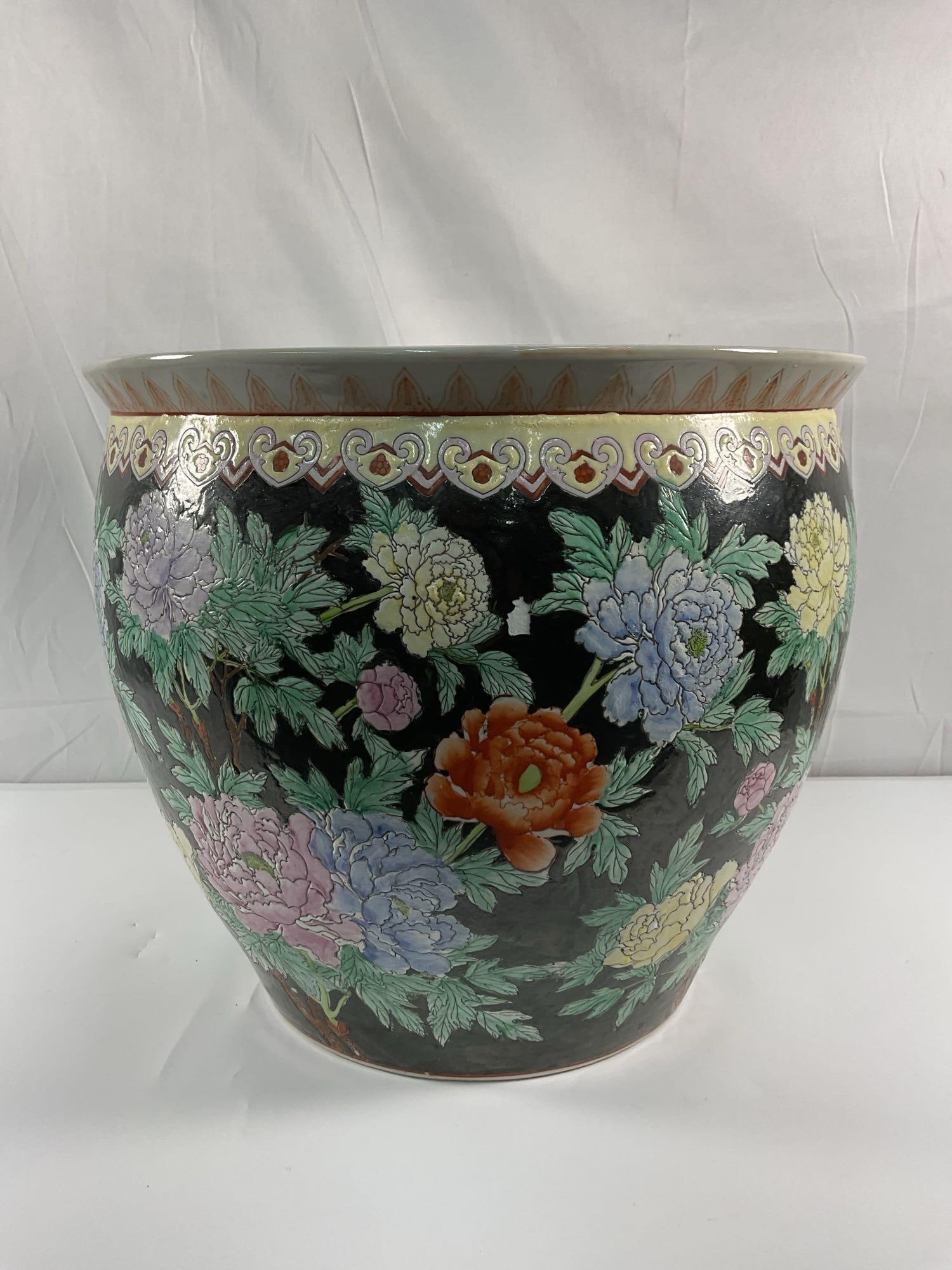 Chinese Famille Noire Porcelain Fishbowl Planter (1 of 4)
