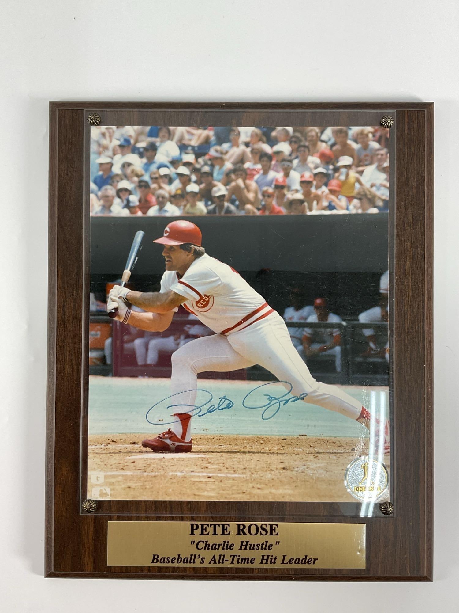 Pete Rose Autographed Baseball Plaque (1 of 2)