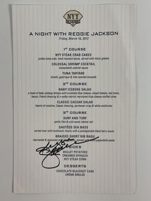 New York Yankees Reggie Jackson Signed Menu