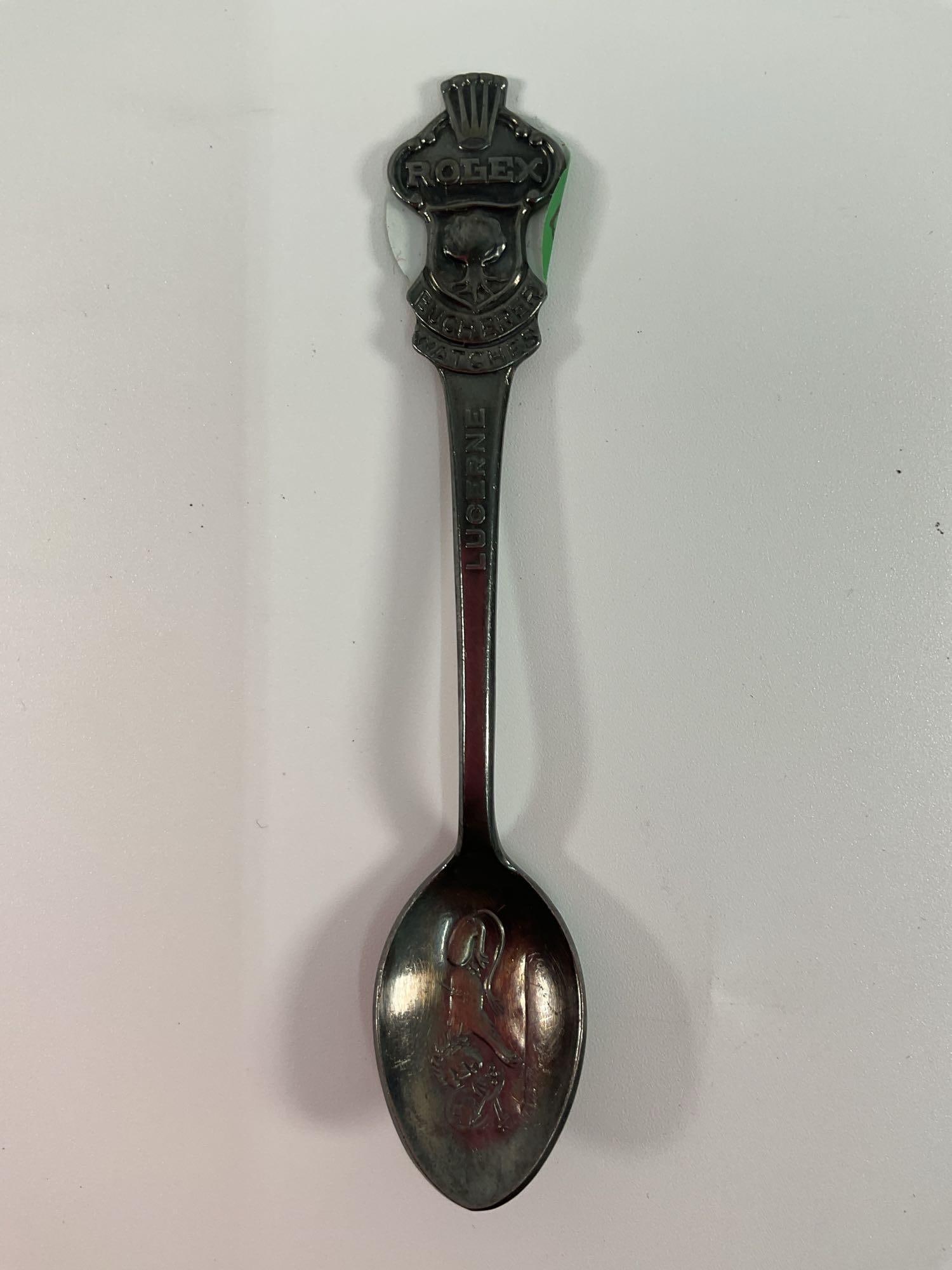 Rolex Vintage Spoon: Rolex vintage spoon Medium: Silver-plated metal or pewter Origin: United States, mid-to-late 20th century Dimensions: L4in approx