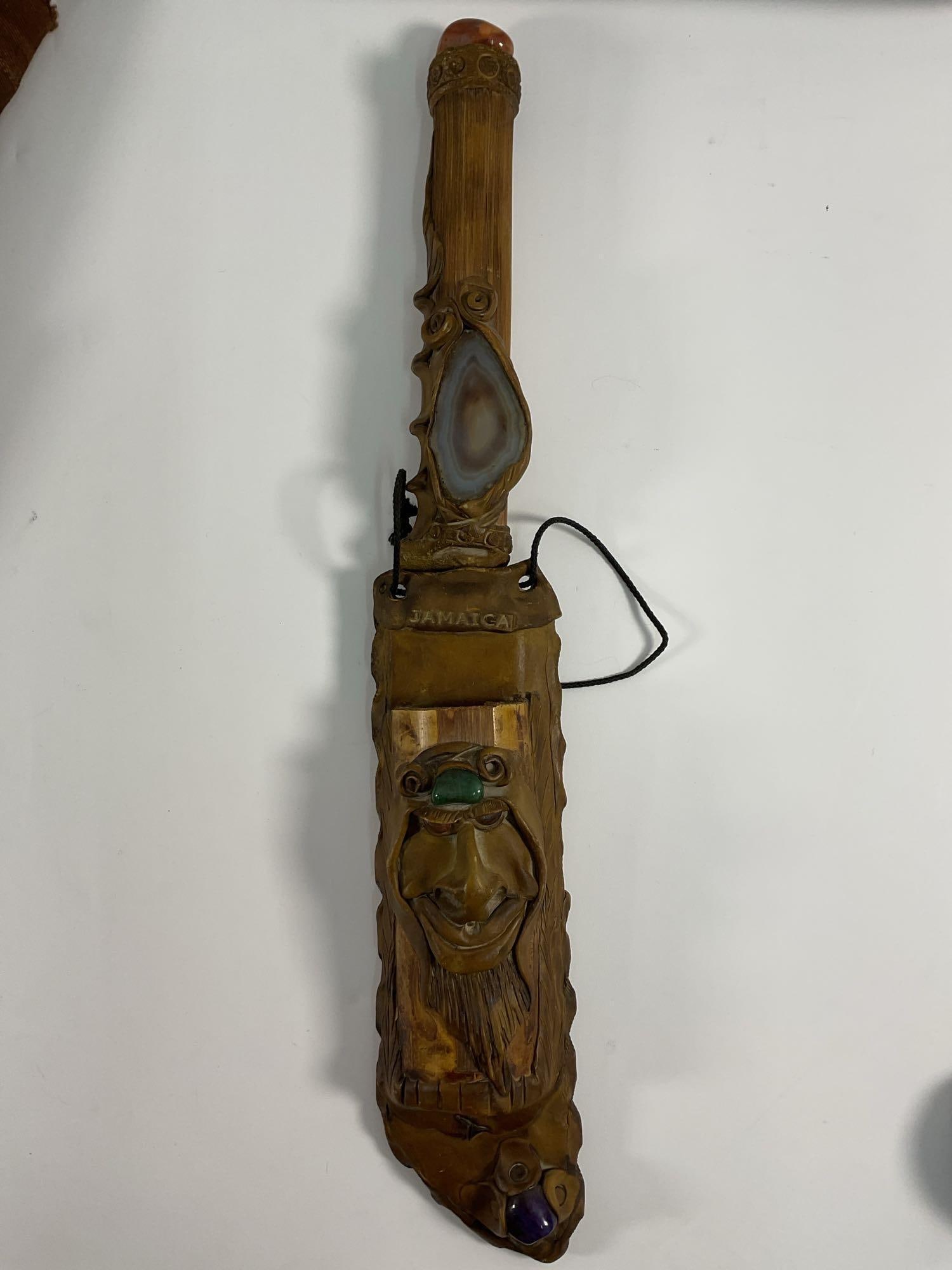 Carved Jamaican Tribal Dagger with Ornate Sheath (1 of 4)