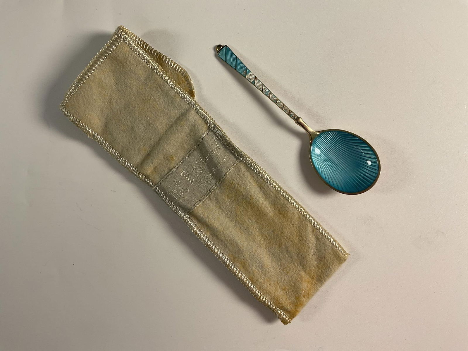 Sterling Silver and Guilloché Enamel Caviar Spoon (1 of 4)