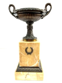 Neoclassical Bronze and Marble Urn Trophy