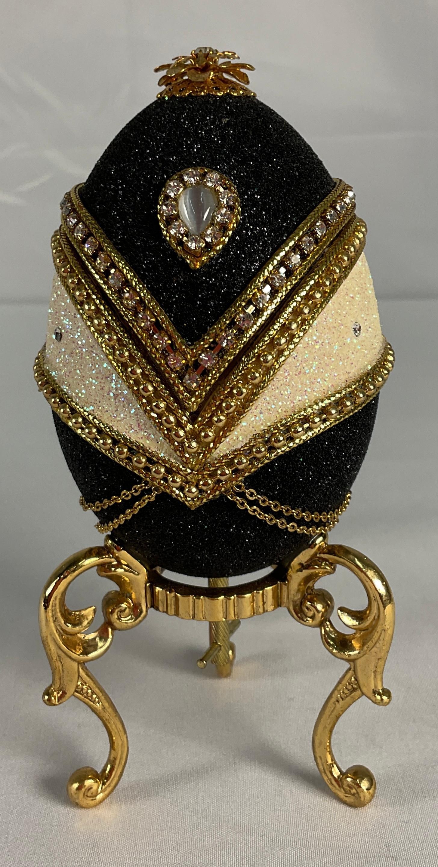 Decorative Egg Music Box, Faberge Style - Tuxedo (1 of 4)