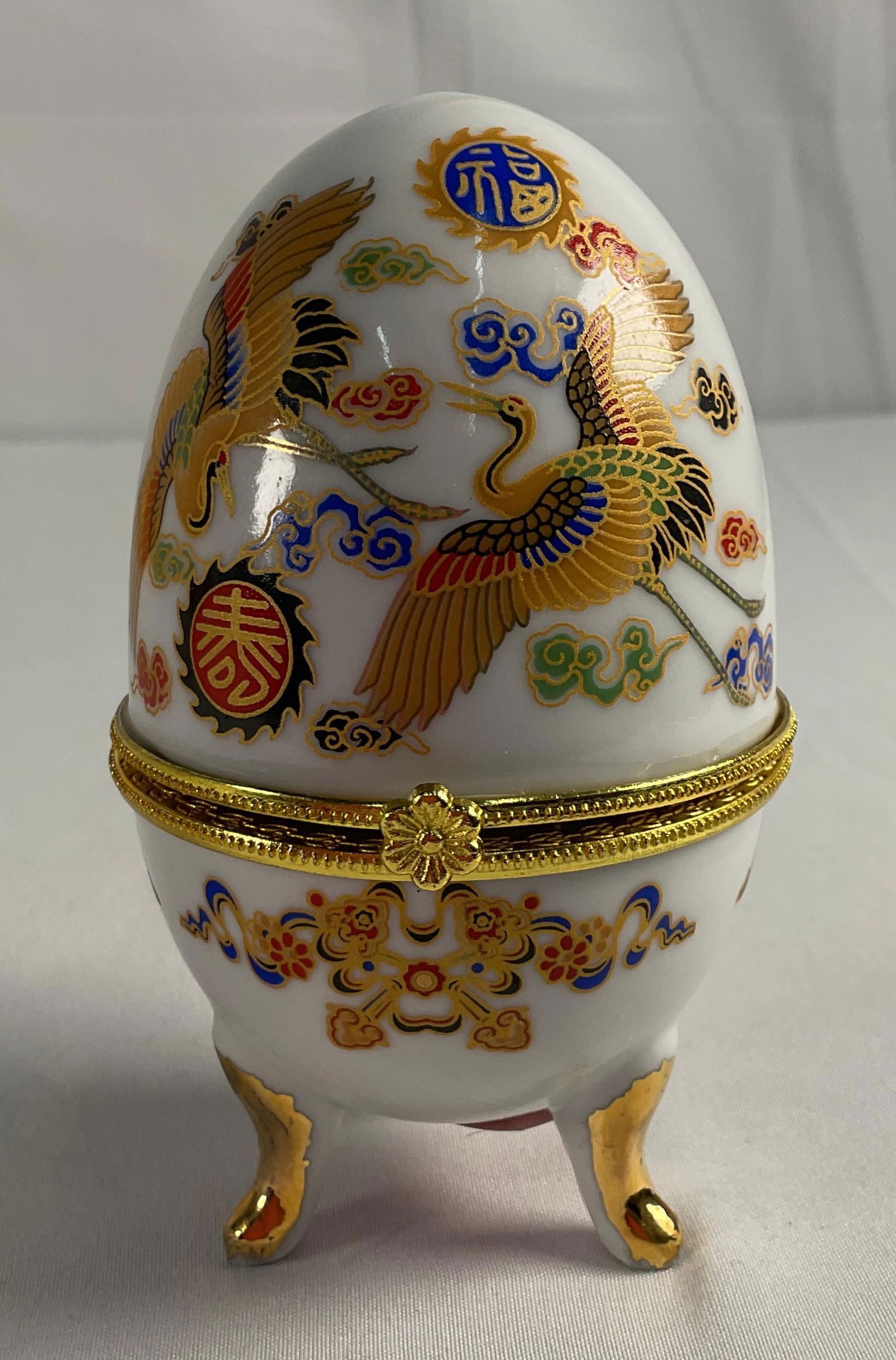 Decorative Egg Box, Faberge Style - Cranes (1 of 3)
