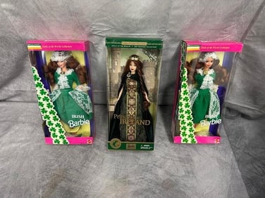 3 Irish themed Collectors_special Edition Barbies. Never opened