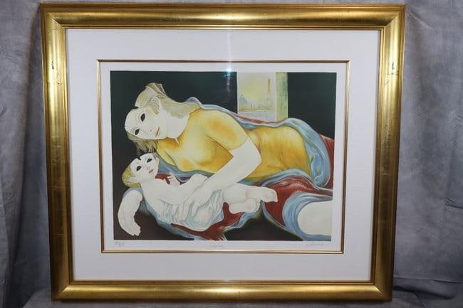 ALFONSO ARANA (PUERTO RICAN, 1927-2005) "Oraison" Lithograph: Oraison by Puerto-Rican artist Alfonso Arana pencil-signed lithograph on paper. Dimensions: H:35in L:41in