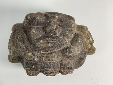 Pre-Columbian  Carved Stone Figure – Seated Deity or Ancestor Effigy