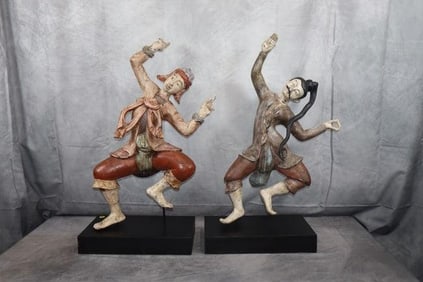 Pair of Burmese Dancing Figurines