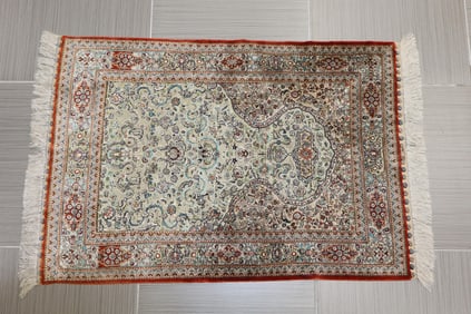 Extremely Fine Turkish Oriental Silk Hereke Rug