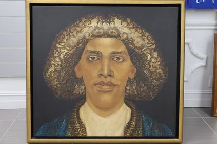 Mario Gruber, Portrait (Brazil, 1927-2011) Oil on Board