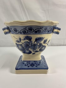 Blue & White Ceramic Planter or Jardinière