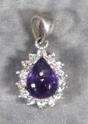 White Gold Pendant with Diamonds & Purple Stone