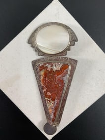 Vintage Agate and Silver Magnifying Glass