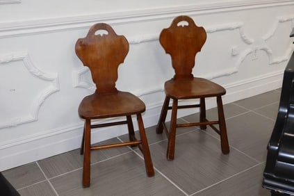 Pair of Vintage Wood Brutalist Mountain Chair