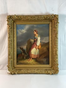 Antique 19th C. European Oil on Canvas Painting