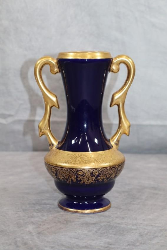 Limoge French Cobalt blue small vase (1 of 6)
