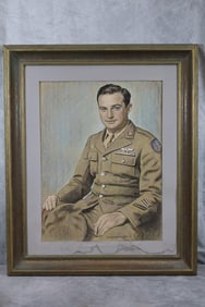 Portrait of a soldier, colored chalk on paper, signed Joseph Marguiles