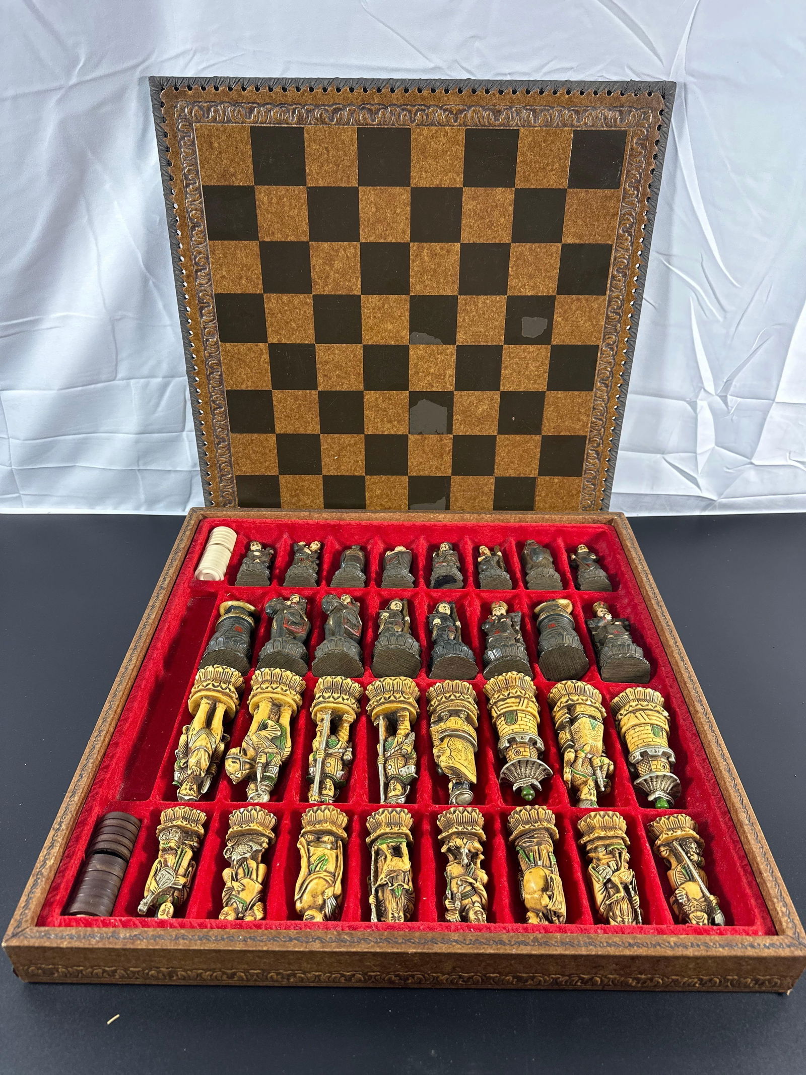Vintage Oriental-Themed Chess Set with Hand-Carved Figurines (1 of 4)