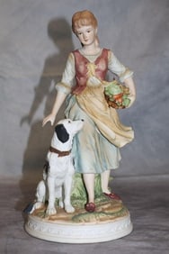 Ethan Allen Porcelain Figurine – Young Woman with Dog