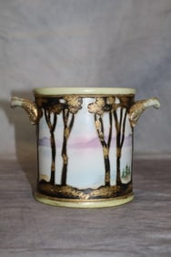 Hand-Painted Nippon Porcelain Handled Vase