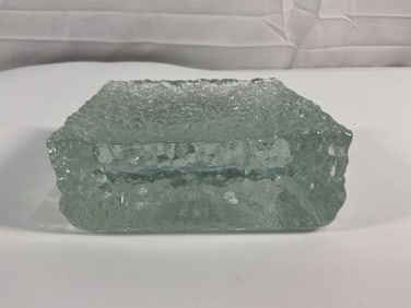 Vintage Glass Ice Block Paperweight